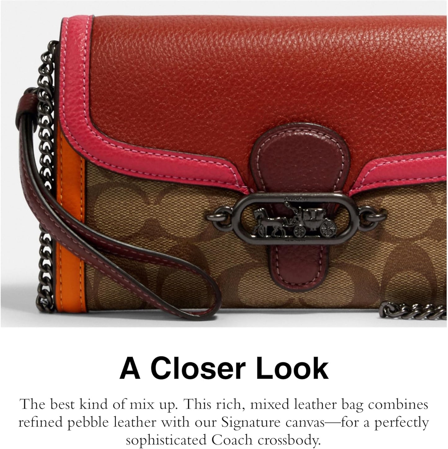 Authentic Coach Signature Colorblock Jade Chain Crossbody