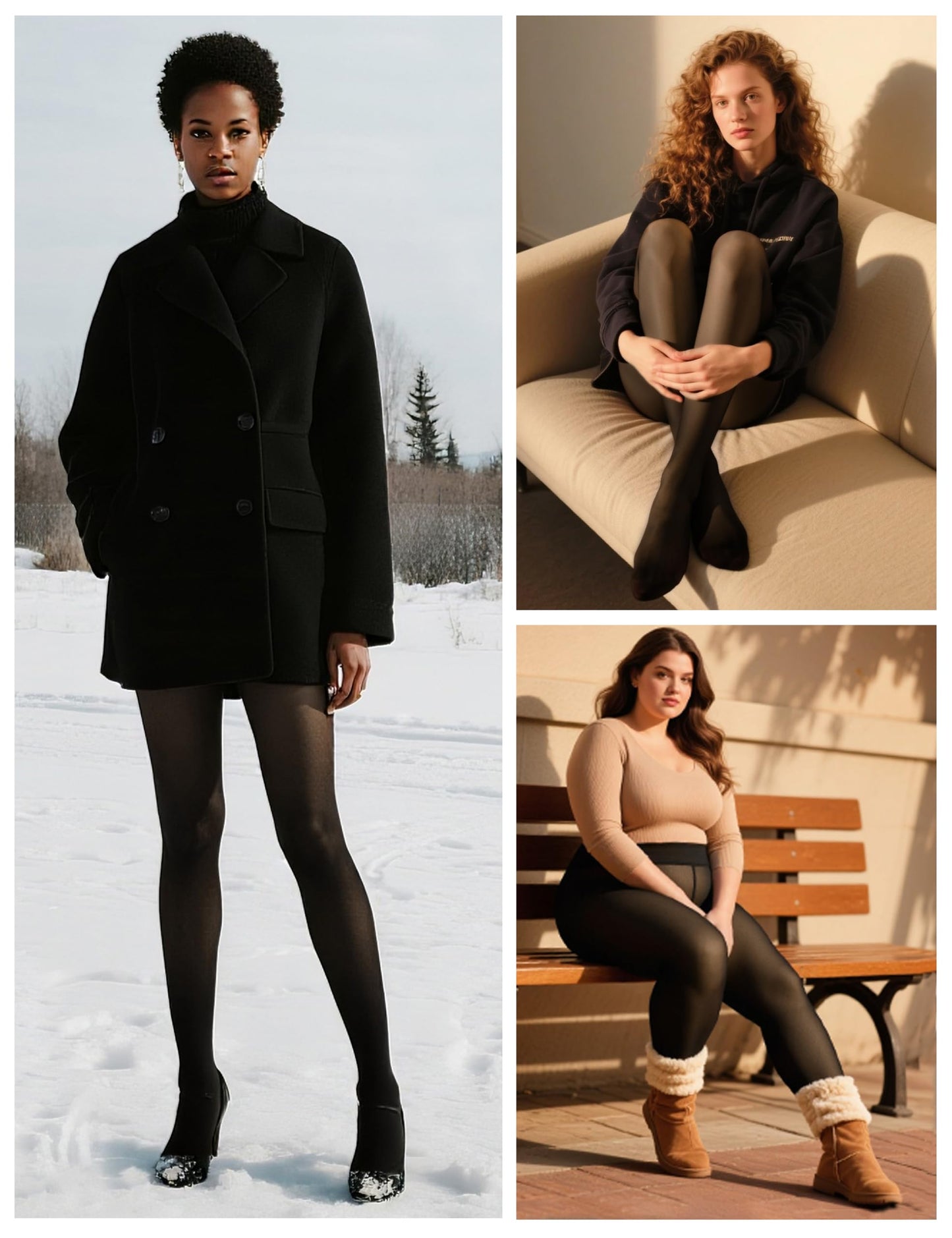 Women’s Fleece-Lined Tights - Ultra-Warm Fake Sheer Look Pantyhose Thick Leggings for Winter