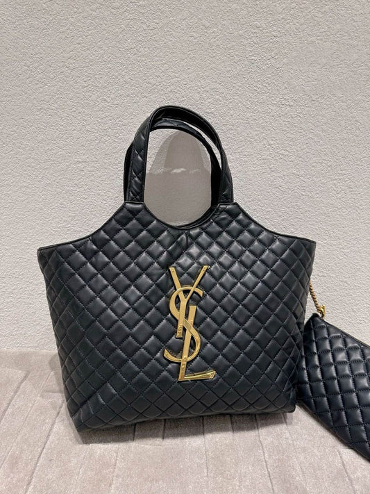 Black Quilted Tote Bag