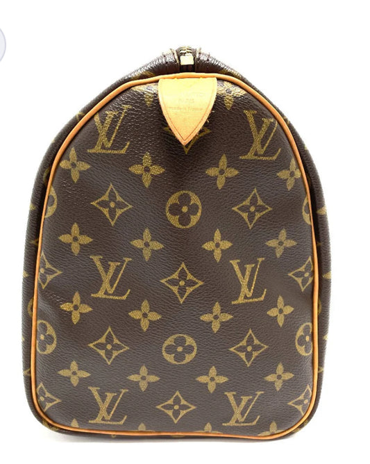 Monogram Brown Flower Speedy Tote