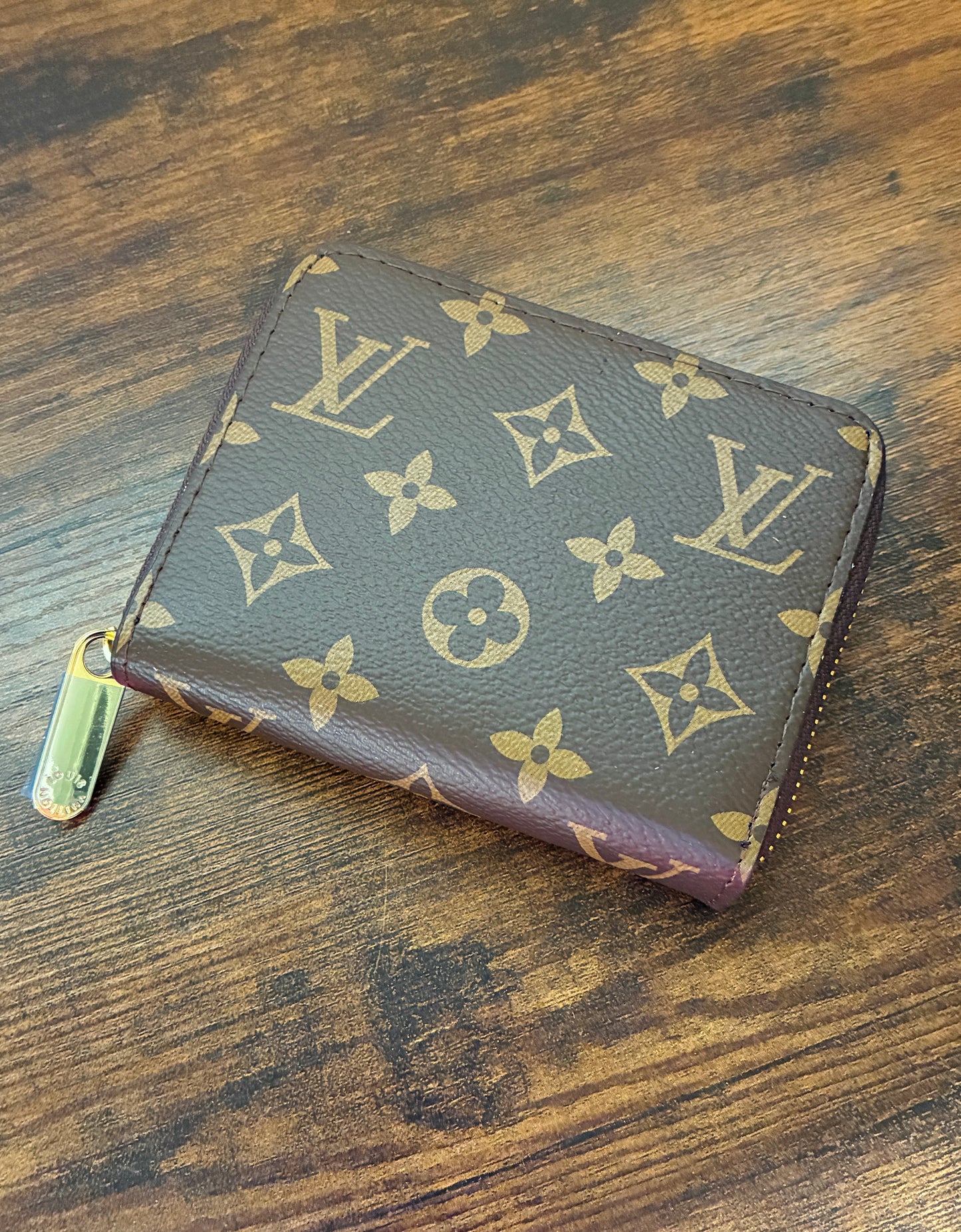 Small Top Zip Brown Monogram Wallet
