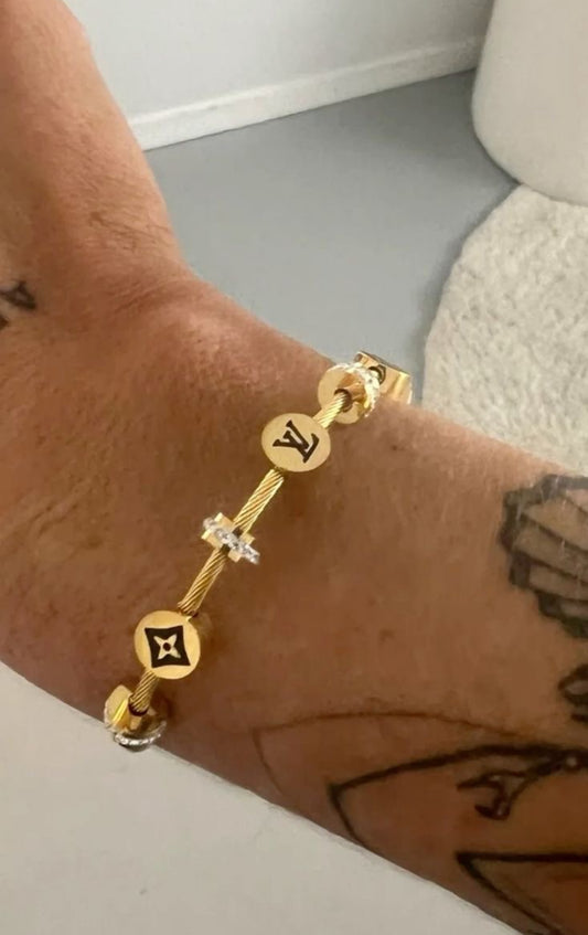 Gold Plated Bangle Charm Bracelet