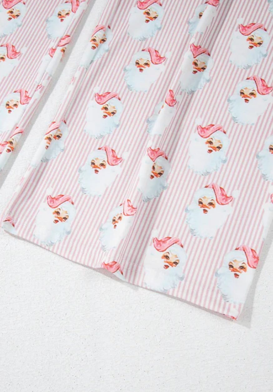 Claus Striped Print Loose Fit Two Piece Lounge Set