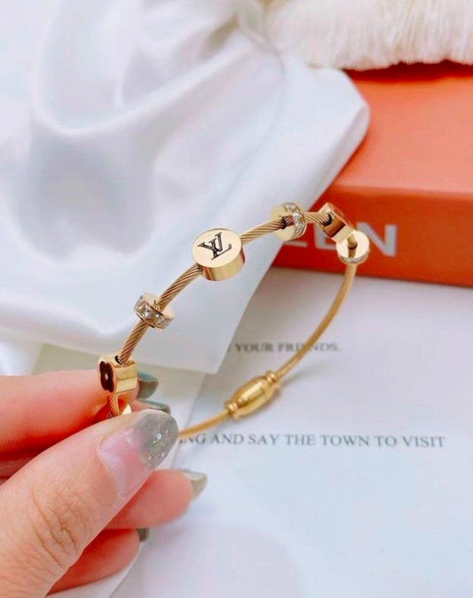 Gold Plated Bangle Charm Bracelet