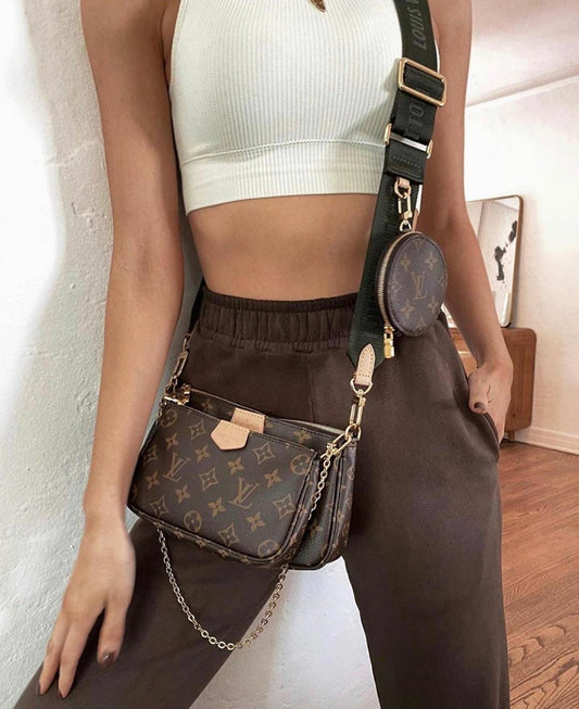 Monogram Double Crossbody Bag with Cloth Strap (more colors)