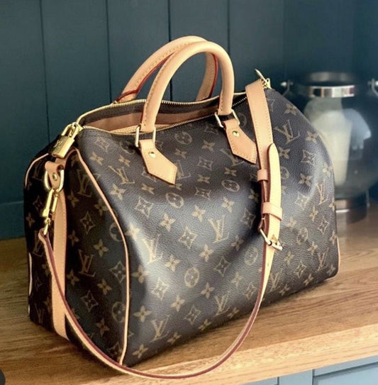 Monogram Brown Flower Speedy Tote